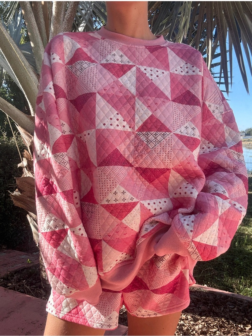 Sunkissed Coconut Gemma Quilted Patchwork Sweatshirt